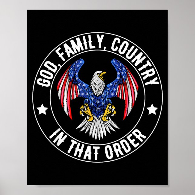 Poster God Family Country In That Order Christian Patriot (Frente)