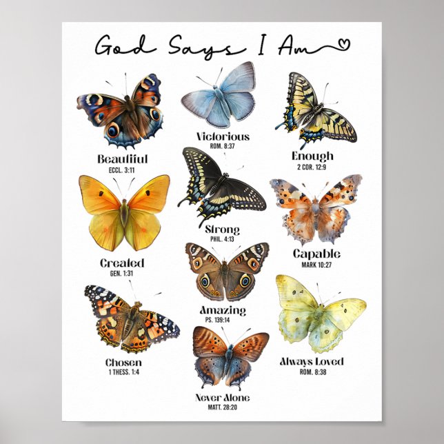 Poster God Says I Am Bible Verse Religious Christian Butt (Frente)