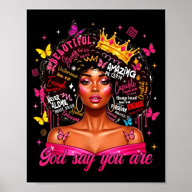 Poster God Says You Are Afro Melanin Queen Christian Girl (Frente)