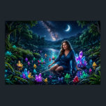 Poster Goddess of the Magical Crystal Lake<br><div class="desc">Artwork of a beautiful mature woman bathing in the waters of a magical lake of colorful crystals.  Created in Google Flow and upscaled with Leonardo.ai.</div>
