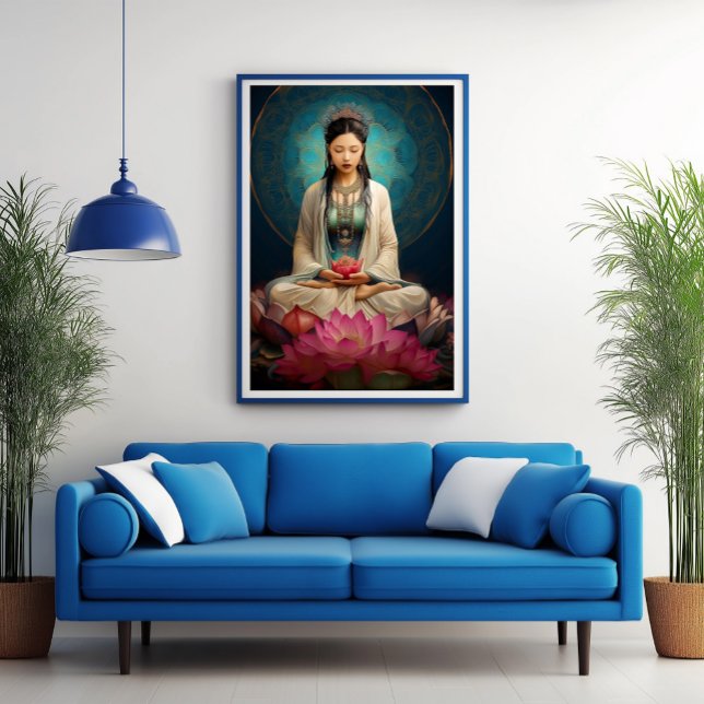 Poster Goddess Quan Yin High Frequency Portrait Painting (Criador carregado)