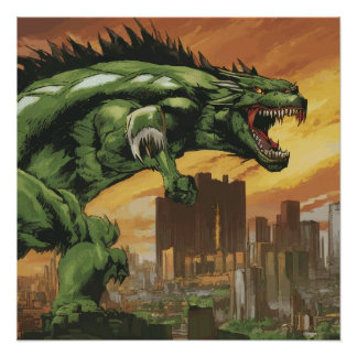 Póster Godzilla como o Monstro do Kaiju