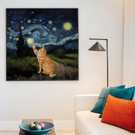 Poster Gogh Gatinho Starry Night Cat