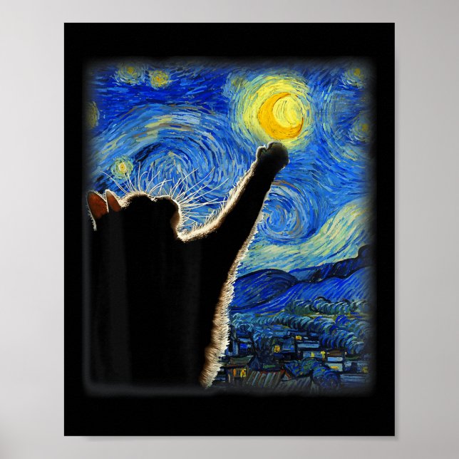 Poster Gogh Starry Night Cat. - Ajustado de clique, Cat L (Frente)