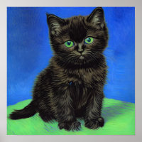 Gogh Style Black Kitten