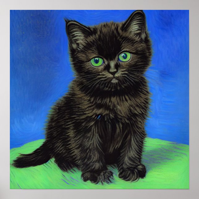 Poster Gogh Style Black Kitten (Frente)