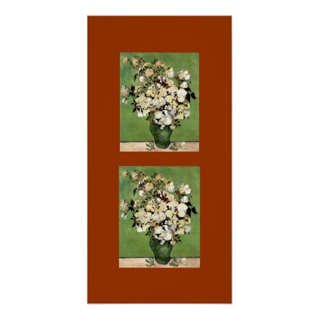 Póster Gogh Um Vaso De Rosas 1890 Flores Florescer (Frente)