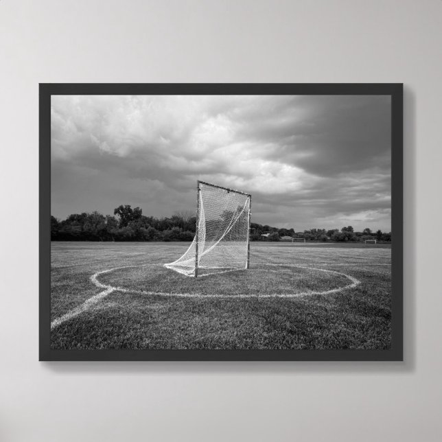 Poster Gol de Lacrosse Campo Preto e Branco (Criador carregado)