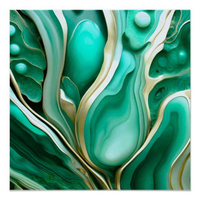 Póster Gold Adern: Digitale Hommage an grüne Mineralien (Frente)