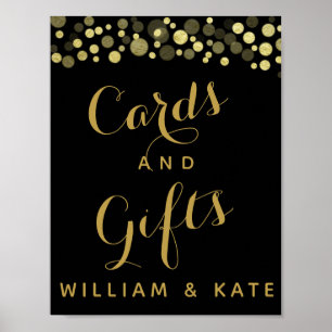 Poster Gold & Black cards and gifts party or wedding sign