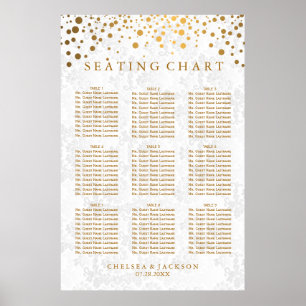 Póster Gold Dots on Texture Damask - 9 Seating Chart