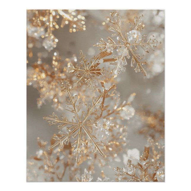 Póster Gold Leaf Snowflakes Poster (Frente)