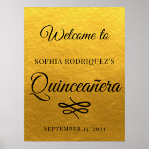 Poster Gold Quinceañera 15th Birthday Welcome