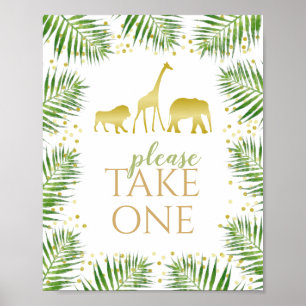 Poster Gold Safari Baby Shower Favors Take One Sign