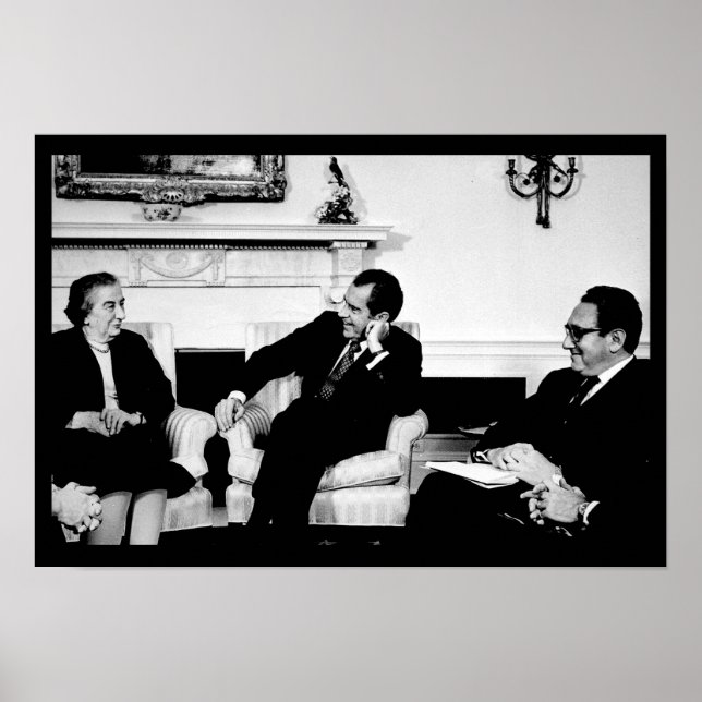 Póster Golda Meir, Presidente Nixon, e Henry Kissinger (Frente)