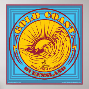 PÓSTER GOLDCOAST, VICTORIA, AUSTRÁLIA, SURFANDO