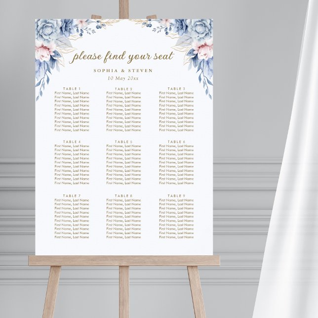 Poster Golden Bloom: Blue & White Floral Wedding  (Criador carregado)