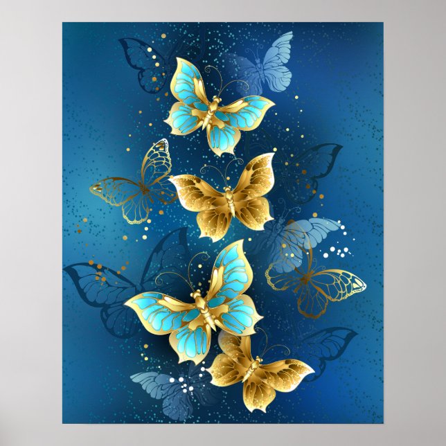 Poster Golden butterflies (Frente)