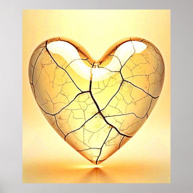 Poster Golden Cracked Heart Art (Frente)