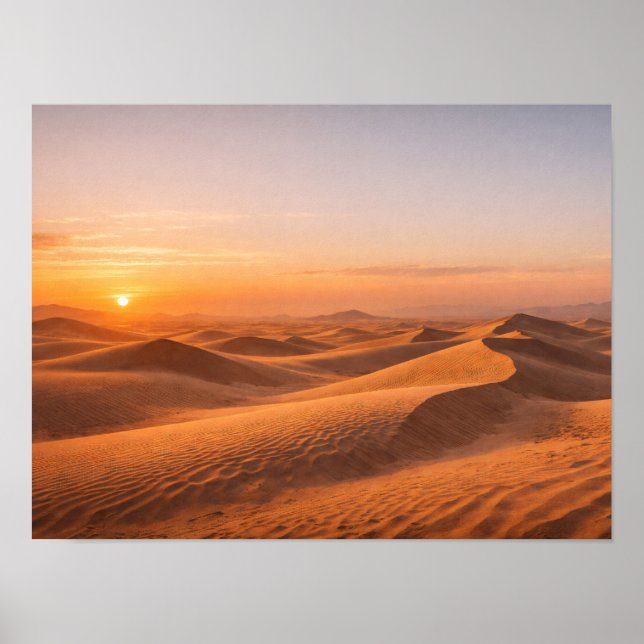 Poster Golden Desert Sand Dunes Sunset Horizon (Frente)