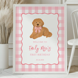 Poster Golden Doodle Puppy Birthday Party Welcome