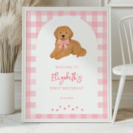 Poster Golden Doodle Puppy Birthday Party Welcome