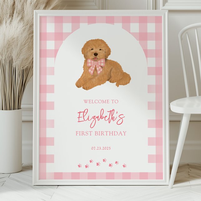 Poster Golden Doodle Puppy Birthday Party Welcome (Criador carregado)