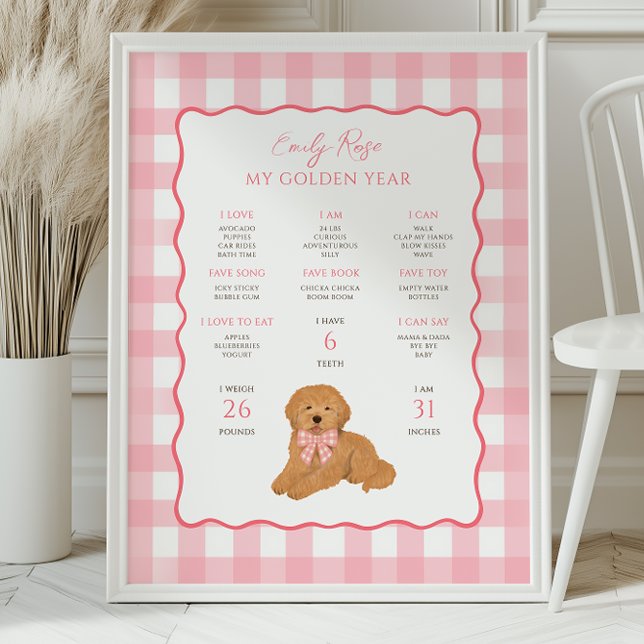 Poster Golden Doodle Puppy Dog 1st Birthday Milestone  (Criador carregado)