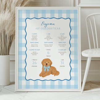 Poster Golden Doodle Puppy Dog 1st Birthday Milestone