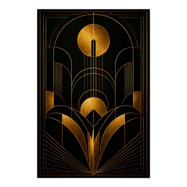 Póster Golden Eclipse Art Deco Poster (Frente)