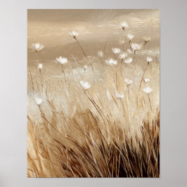 Poster Golden Field Blossoms #4 – Warm Neutral Wildflower