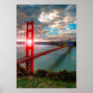 Póster Golden gate bridge com o Sun que brilha