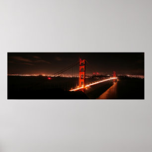 Poster Golden gate bridge icónico na noite