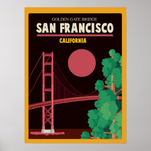 Poster Golden gate bridge na noite