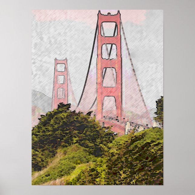 Poster Golden Gate em Oil (Frente)