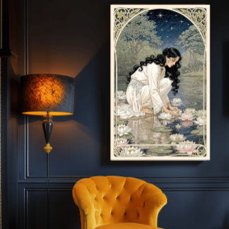 Poster Golden Lilies Art Nouveau Elegance