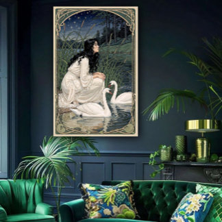 Poster Golden Lilies Art Nouveau Elegance