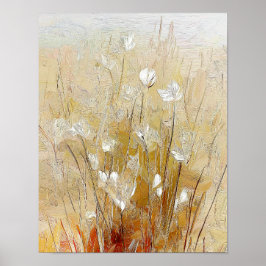 Poster Golden Meadow Blossoms #2 – Warm Neutral Floral Ar
