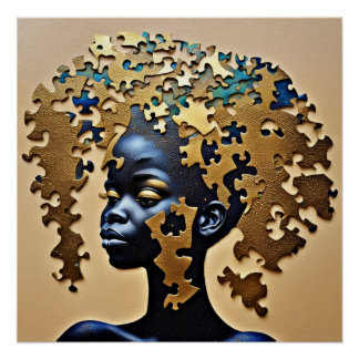 Póster Golden Mind Awakening – Puzzle Soul Goddess Art