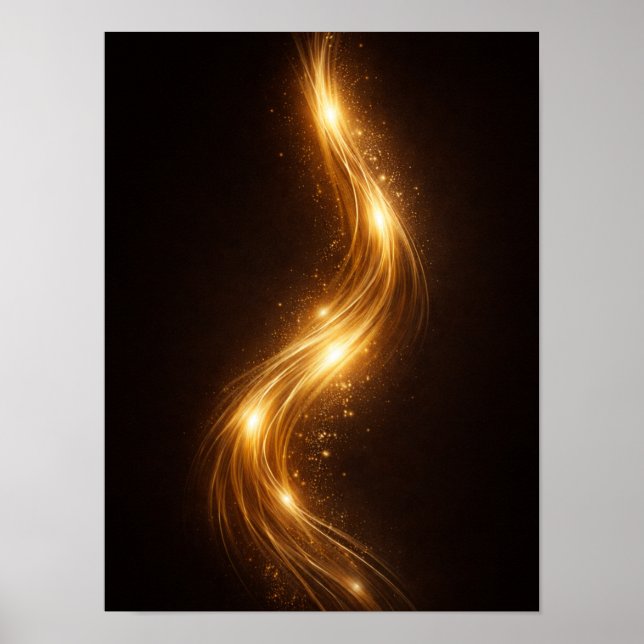 Poster Golden Noir Abstract Wall Art – Luxury Gold (Frente)
