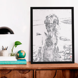 Poster Golden Retriever Arte Melhor Pai de Todos os Tempo