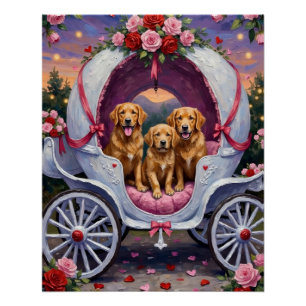 Póster Golden Retriever Cachorro Dia dos Namorados