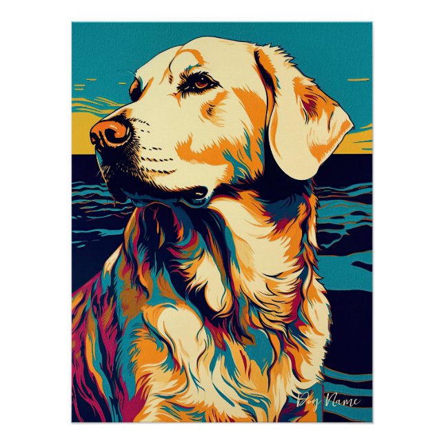 Póster Golden Retriever Dog 001 - Bruno Pokopen (Frente)