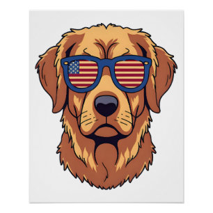 Póster Golden Retriever Engraçado - Arte Gráfica para Ama