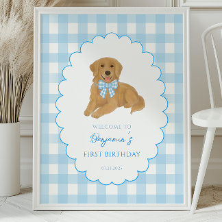 Poster Golden Retriever One Golden Year Birthday Welcome