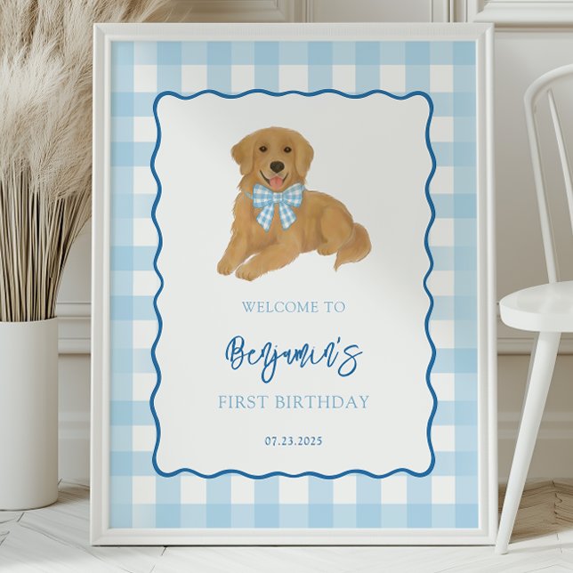 Poster Golden Retriever Puppy Birthday Party Welcome (Criador carregado)