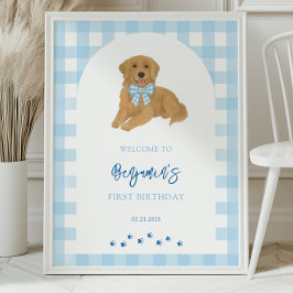 Poster Golden Retriever Puppy Birthday Party Welcome