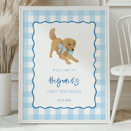 Poster Golden Retriever Puppy Birthday Party Welcome