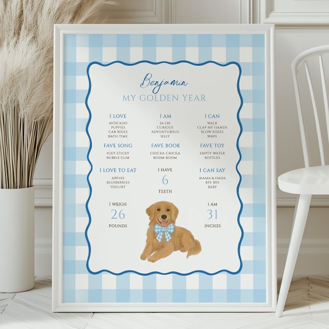 Poster Golden Retriever Puppy Dog 1st Birthday Milestone  (Criador carregado)