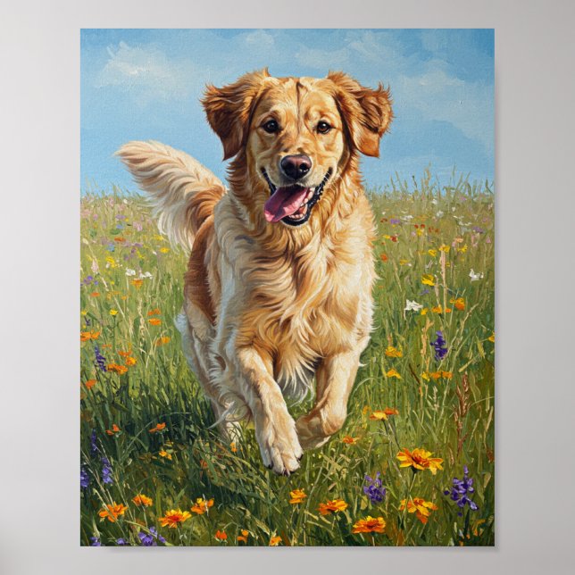 Poster Golden Retriever Run | Impressionist Art (Frente)